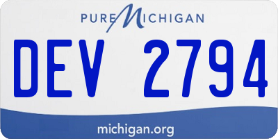 MI license plate DEV2794