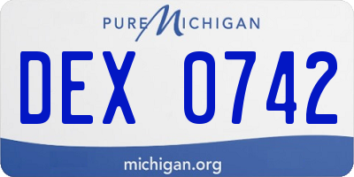 MI license plate DEX0742