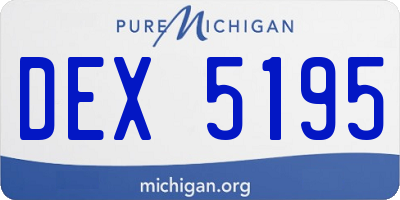 MI license plate DEX5195