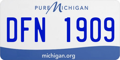 MI license plate DFN1909