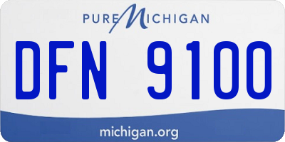 MI license plate DFN9100