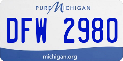 MI license plate DFW2980