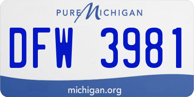 MI license plate DFW3981