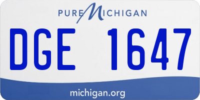 MI license plate DGE1647