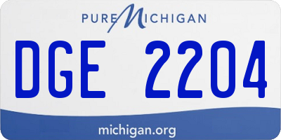 MI license plate DGE2204