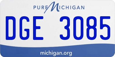 MI license plate DGE3085