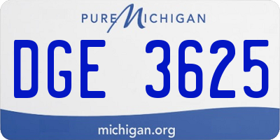 MI license plate DGE3625