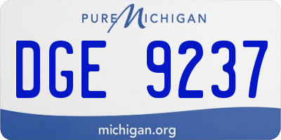 MI license plate DGE9237