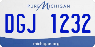 MI license plate DGJ1232