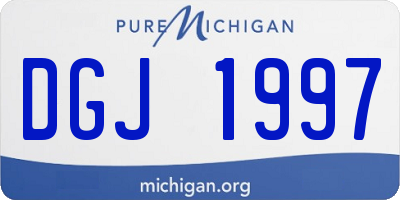 MI license plate DGJ1997