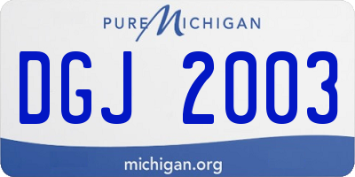 MI license plate DGJ2003