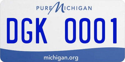 MI license plate DGK0001