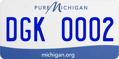 MI license plate DGK0002