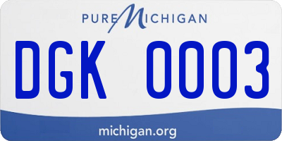 MI license plate DGK0003