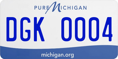 MI license plate DGK0004