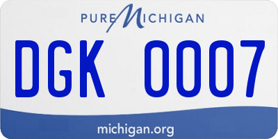 MI license plate DGK0007