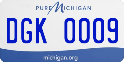 MI license plate DGK0009