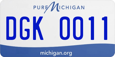 MI license plate DGK0011