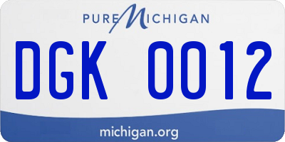 MI license plate DGK0012