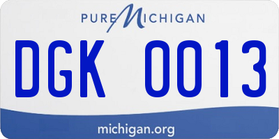 MI license plate DGK0013