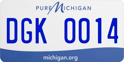 MI license plate DGK0014