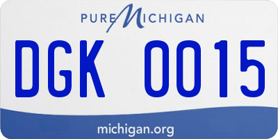 MI license plate DGK0015
