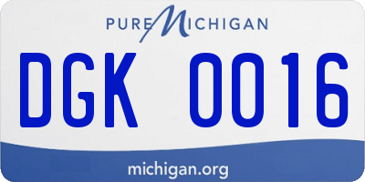 MI license plate DGK0016