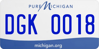MI license plate DGK0018