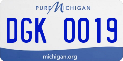 MI license plate DGK0019