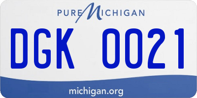MI license plate DGK0021