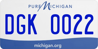 MI license plate DGK0022