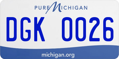 MI license plate DGK0026