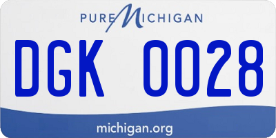 MI license plate DGK0028