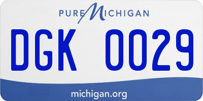 MI license plate DGK0029