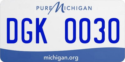MI license plate DGK0030