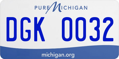 MI license plate DGK0032
