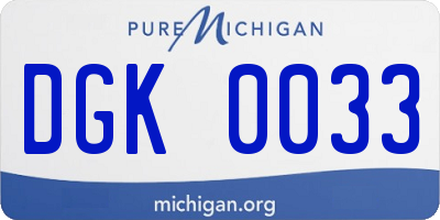 MI license plate DGK0033