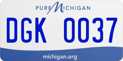 MI license plate DGK0037