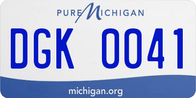 MI license plate DGK0041