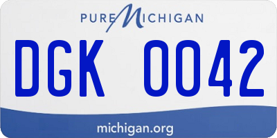 MI license plate DGK0042