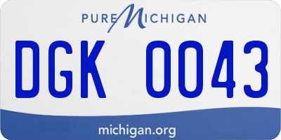 MI license plate DGK0043