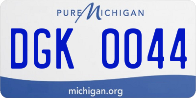 MI license plate DGK0044