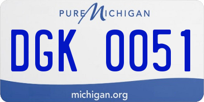 MI license plate DGK0051