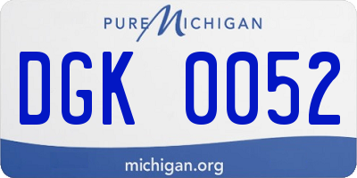 MI license plate DGK0052