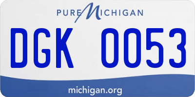 MI license plate DGK0053