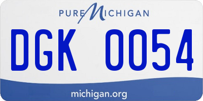 MI license plate DGK0054