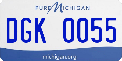MI license plate DGK0055