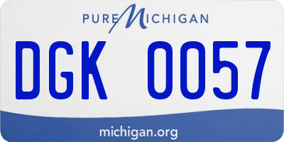 MI license plate DGK0057