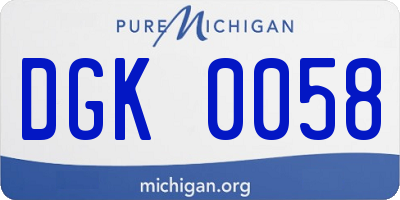 MI license plate DGK0058