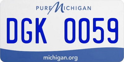 MI license plate DGK0059